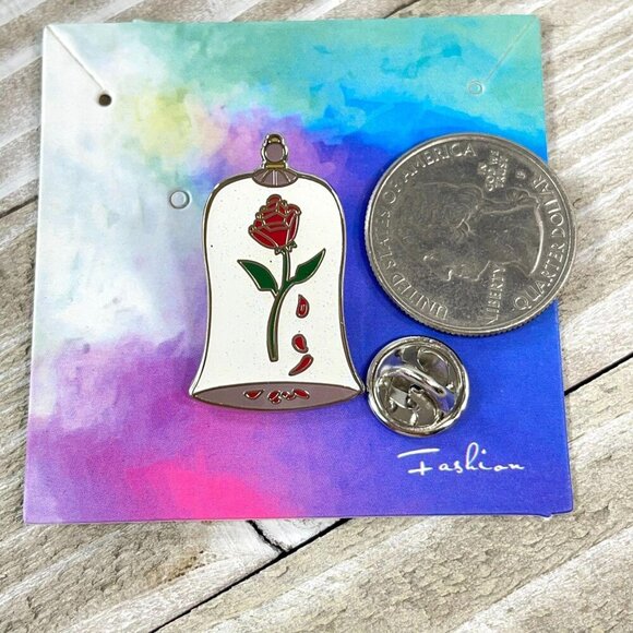 Beauty Beast Rose Lapel Pin Glass Cartoon Brooch Badge Accessories Jewelry Pin - Picture 2 of 5